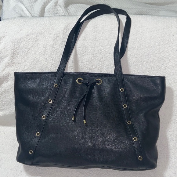 Like new Talbots pebbled leather Grommet & Tie Tote - Picture 1 of 11